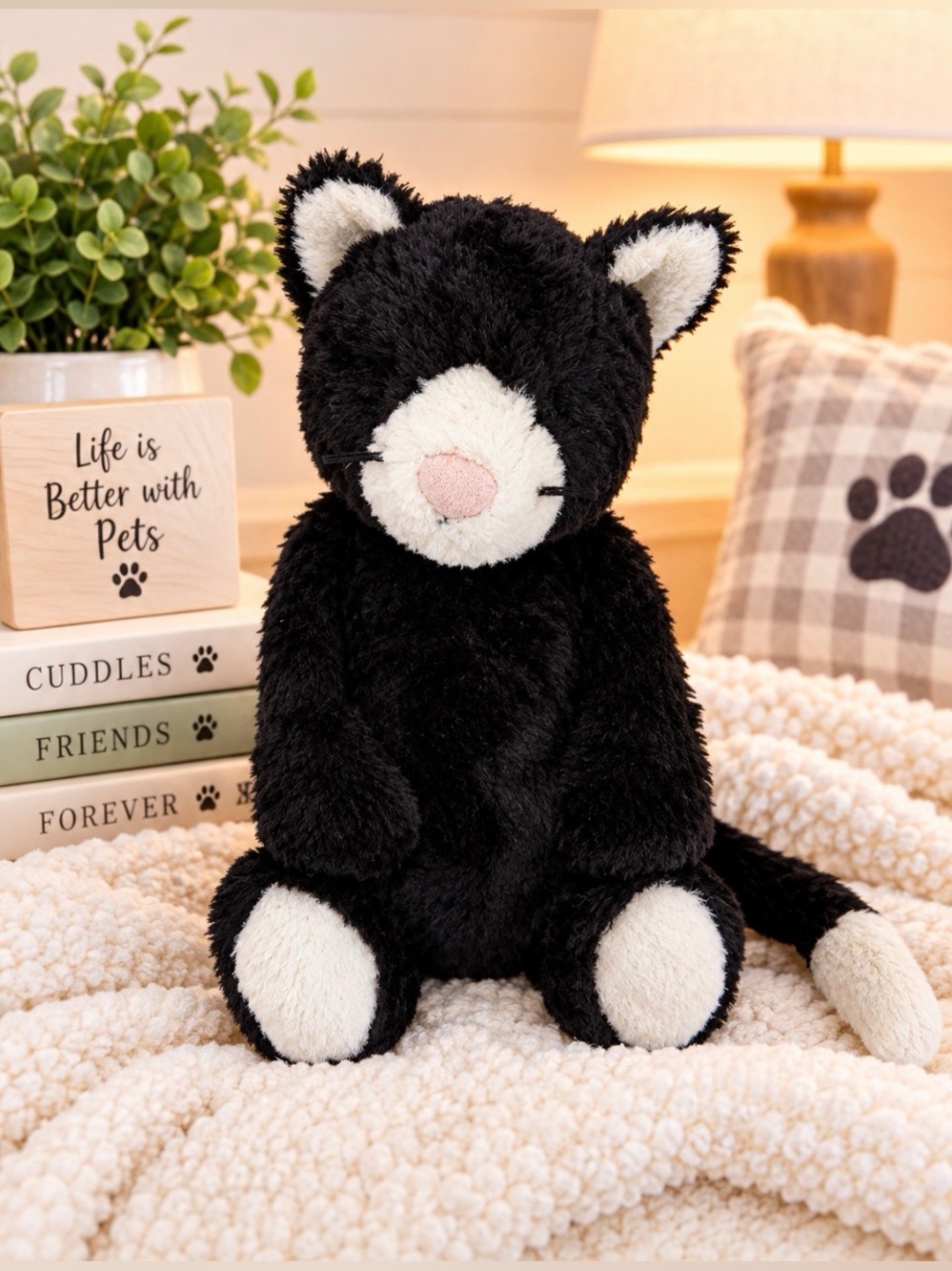 Jellycat London Bashful Tuxedo Cat Black White Plush Kitten 12” Retired Rare Toy